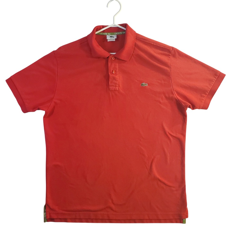 Lacoste Mens Vintage Red Pique Polo Shirt Size 7 XXL Made in France Cotton Golf